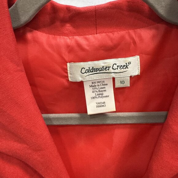 Coldwater Creek Dress Womens 10 Red Linen Rayon Button Front Sleeveless A-Line - Picture 2 of 8